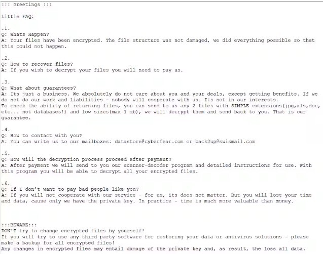 Example of Makop Ransomware Note