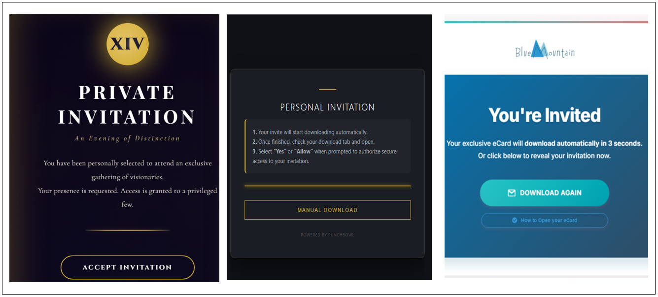 Figure 11. Electronic Card (eCard) invitation samples.