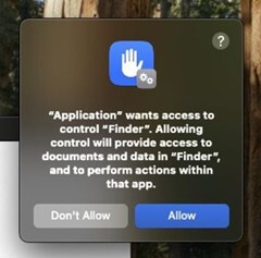 Figure 12. “Finder” access permission request