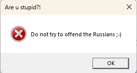 Figure 12. A message box will appear if a Russian keyboard layout is detected or if the user is located in the Philippines.