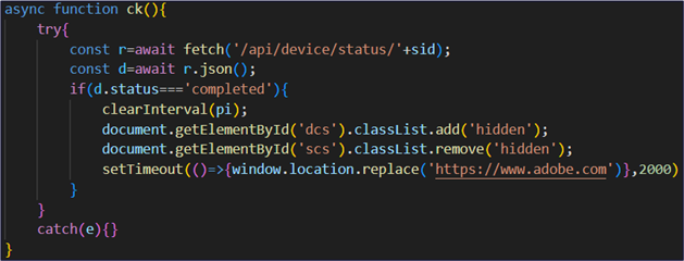 Figure 14. Authorization status polling function