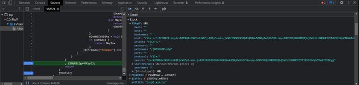 Figure 15. Solana‐mode routing logic executed by the stager script and the randomized PHP backend endpoint format.