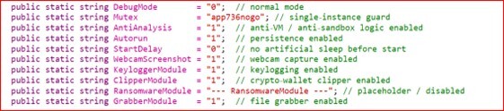 Figure 16. Stealerium runtime behavior config.