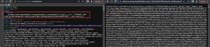 Figure 17. Dynamic script injection used to retrieve the drainer payload.