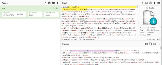 Figure 17. RC4-encrypted payload downloaded from a URL specified in the CastleLoader configuration data