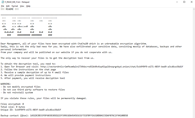 Figure 18. Vect ransom note