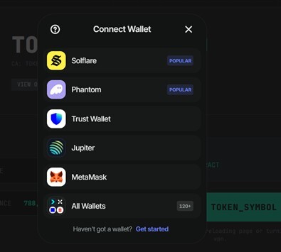 Figure 18. Wallet connection panel