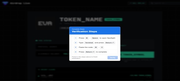 Figure 2. Fake verification steps to execute Terminal commands.