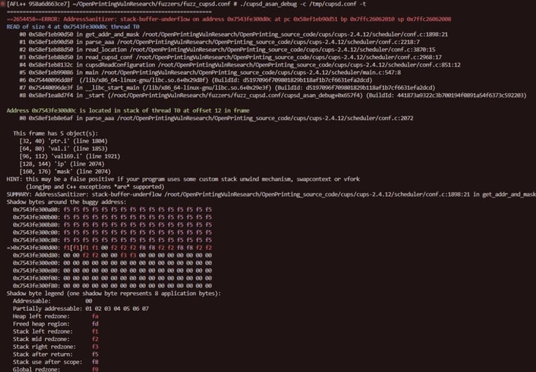 Figure 2. Sanitizer output
