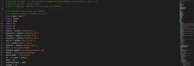 Figure 21. Restored Python script revealing the configuration parameters