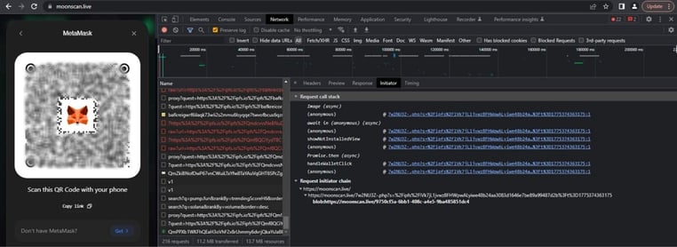 Figure 26. QR code produced by Web3Modal to trigger a wallet deep‐link connection