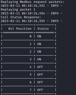 Figure 28 Replaying the coil status request packet