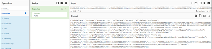 Figure 28. Serialized configuration object used to set wallet parameters and backend endpoints.