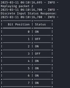 Figure 29 Replaying the discrete input status request packet