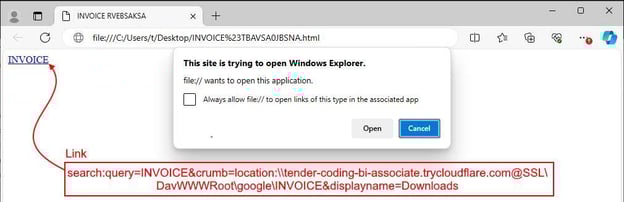 Figure 3. Browsing prompt triggered upon execution of the search command.