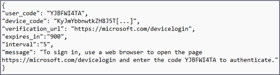 Figure 3. Device authorization response
