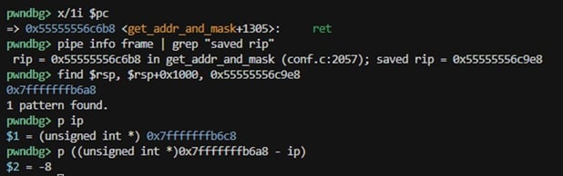 Figure 3. Manually finding the return address