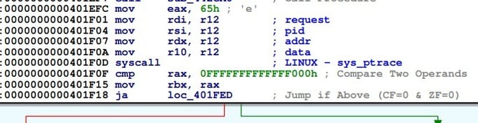 Figure 3. ptrace call for self-trace
