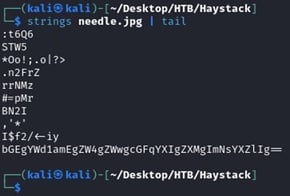 Figure 39. Exposing a Base64 encoded message from `string` execution output