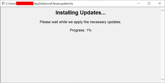 Figure 4. HTA interface disguised as an installer pane during staging