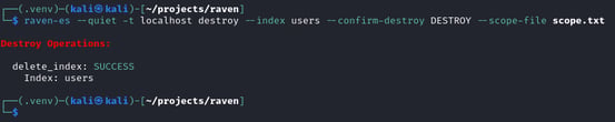 Figure 4. Index deletion executed delete_index SUCCESS for users