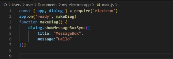 Figure 4. JavaScript code for MessageBox - main