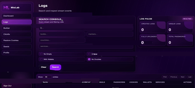 Figure 4. MioLab new log management panel