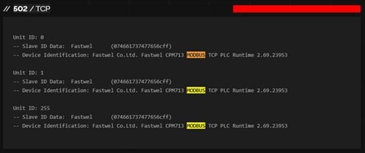 Figure 40 Sample exposure of a real Modbus system