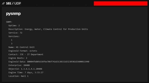 Figure 44 Honeypot port 161 banner output