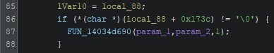 Figure 5. Ghidra Decompiler representation of the unpatched sub_140336B50 routine showing the shallow single byte activation verification path at offset +0x173c.