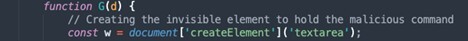 Figure 5. Invisible element to hold malicious PS command
