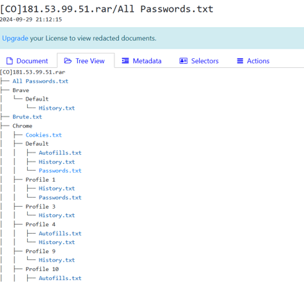 Figure 5. The recovered stealer log archive and its browser directory structure