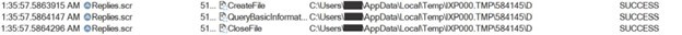 Figure 6. Replies.scr interacting with file D