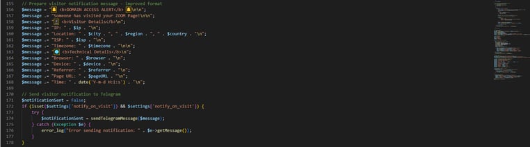 Figure 7. Example of victim profiling code containing characteristics consistent with AI-assisted development.