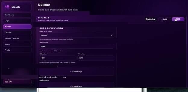 Figure 7. MioLab DMG Builder