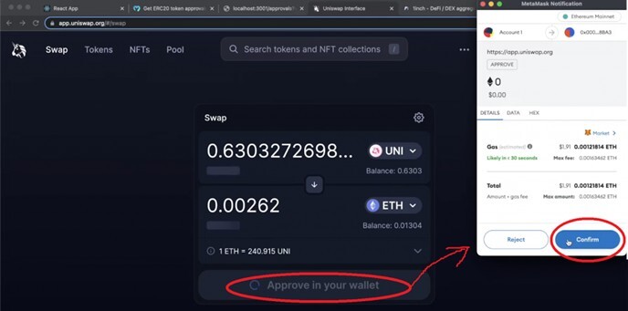 Figure 7. Wallet prompt showing unlimited approvals for multiple high value assets in exchange for an insignificant incoming reward.