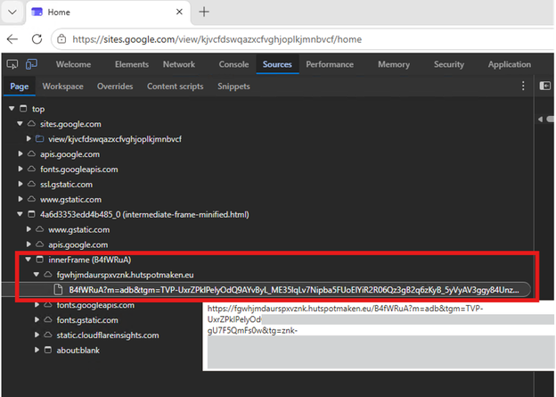 Figure 8. B4fWRuA resource underlying the Google Sites wrapper