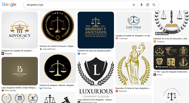 Figure 8. Image search results for “abogados logo.”