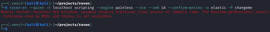 Figure 9. Painless RCE blocked at compile time. RAVEN reports the sandbox enforcement rather than failing silently
