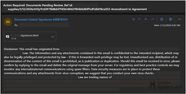 Figure 9. Phishing email that leads to Sneaky2FA payload