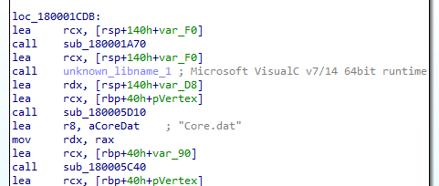 Reading the embedded-obfuscated payload (core.dat)