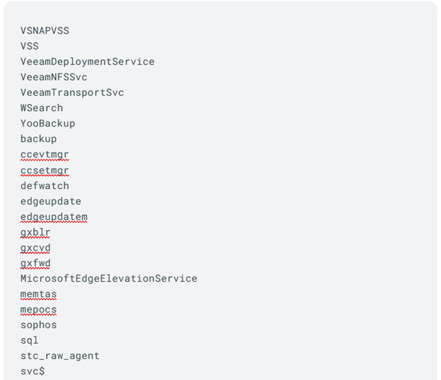 unified list of hashed service names -2