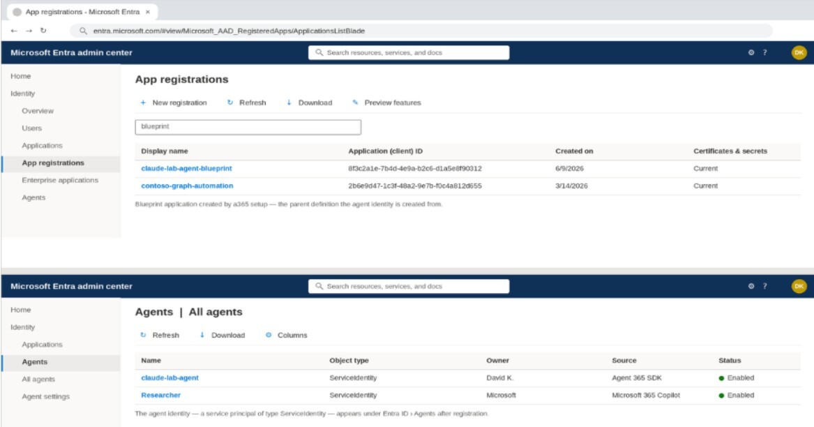 Figure 2 — Entra admin center after a registration run