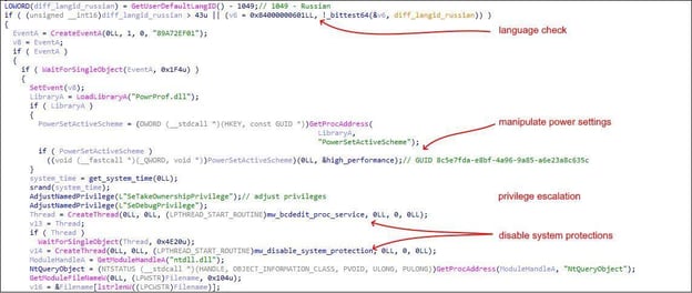 Figure 10. Mallox checks the systems language ID before proceeding with its operations.